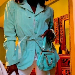 This beautiful amazing suede jacket blazer with mini purse.